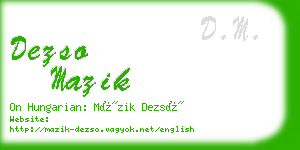 dezso mazik business card